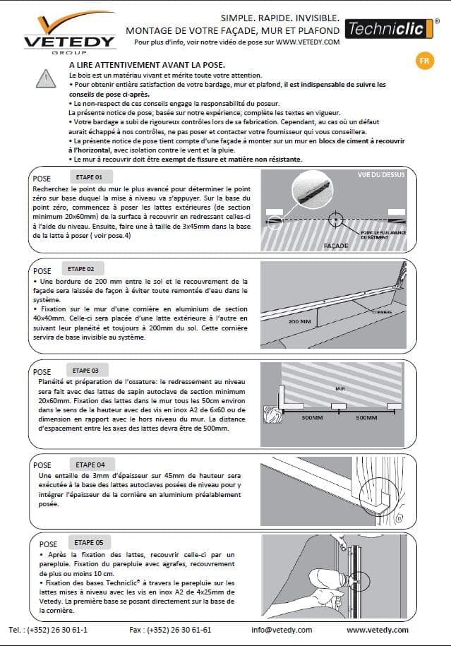 Wood cladding system techniclic premium terrace system without visible fixation installation notice by Vetedy